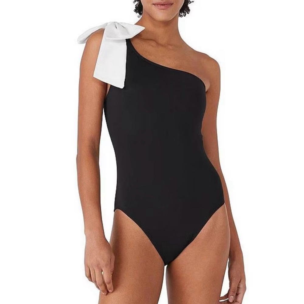 Kate Spade Black and White One-Piece Swimsuit with High-Cut Leg